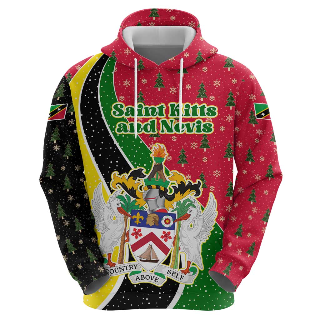 Saint Kitts and Nevis Christmas Zip Hoodie with Red Green Black Xmas Monkey Gift and Coat of Arms - Wonder Print Shop