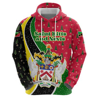 Saint Kitts and Nevis Christmas Zip Hoodie with Red Green Black Xmas Monkey Gift and Coat of Arms - Wonder Print Shop