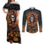 Halloween Skull Couples Matching Off Shoulder Maxi Dress and Long Sleeve Button Shirts Pumpkin-Themed - Wonder Print Shop