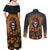 Halloween Skull Couples Matching Off Shoulder Maxi Dress and Long Sleeve Button Shirts Pumpkin-Themed - Wonder Print Shop
