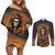 Halloween Skull Couples Matching Off Shoulder Short Dress and Long Sleeve Button Shirts Pumpkin-Themed - Wonder Print Shop