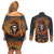 Halloween Skull Couples Matching Off Shoulder Short Dress and Long Sleeve Button Shirts Pumpkin-Themed - Wonder Print Shop