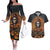Halloween Skull Couples Matching Off The Shoulder Long Sleeve Dress and Hawaiian Shirt Pumpkin-Themed - Wonder Print Shop