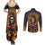 Halloween Skull Couples Matching Summer Maxi Dress and Long Sleeve Button Shirts Pumpkin-Themed - Wonder Print Shop
