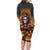 Halloween Skull Family Matching Long Sleeve Bodycon Dress and Hawaiian Shirt Pumpkin-Themed - Wonder Print Shop