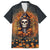 Halloween Skull Family Matching Short Sleeve Bodycon Dress and Hawaiian Shirt Pumpkin-Themed - Wonder Print Shop