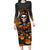 Halloween Skull Long Sleeve Bodycon Dress Pumpkin-Themed - Wonder Print Shop