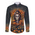 Halloween Skull Long Sleeve Button Shirt Pumpkin-Themed - Wonder Print Shop