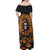 Halloween Skull Off Shoulder Maxi Dress Pumpkin-Themed - Wonder Print Shop