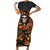 Halloween Skull Short Sleeve Bodycon Dress Pumpkin-Themed - Wonder Print Shop