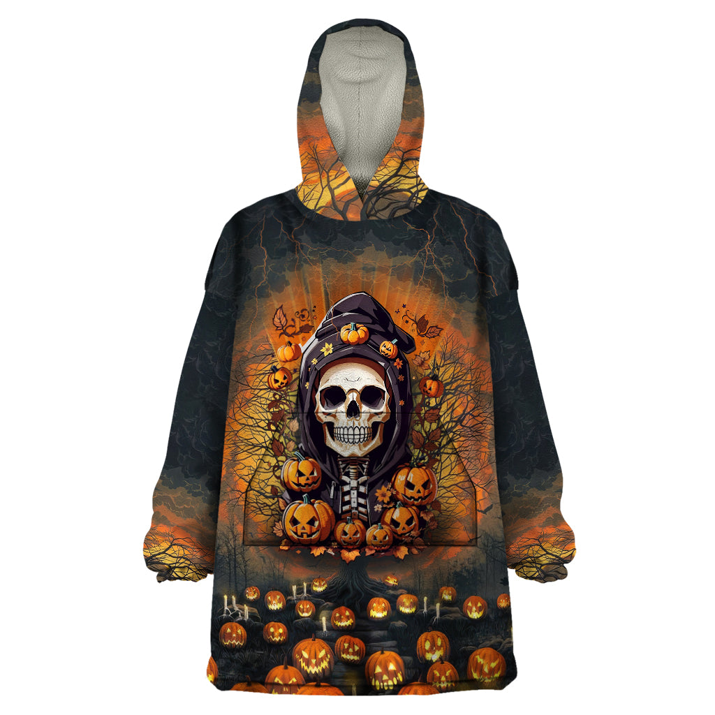 Halloween Skull Wearable Blanket Hoodie Pumpkin-Themed - Wonder Print Shop
