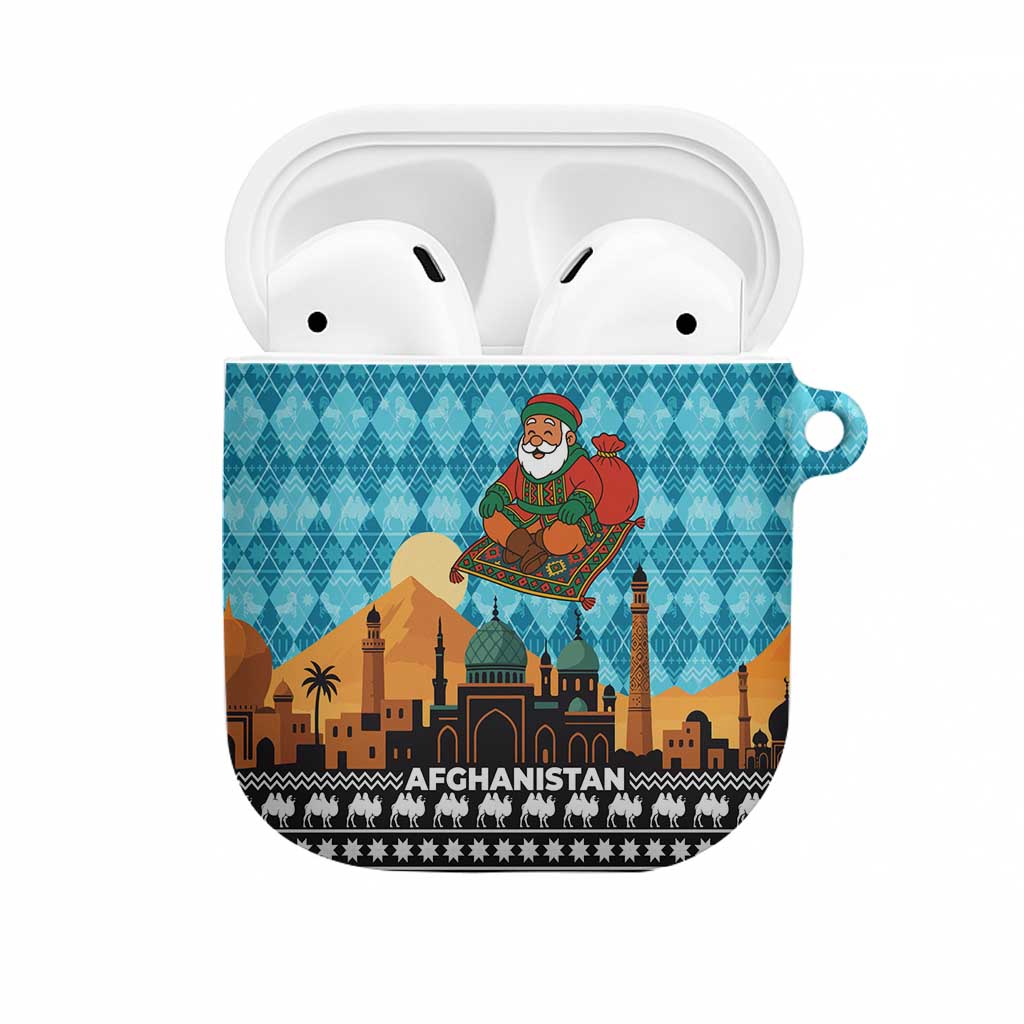 Afghanistan Christmas AirPods Case with Santa on Flying Carpet Mosque Camels and Desert Sunset Design - Wonder Print Shop