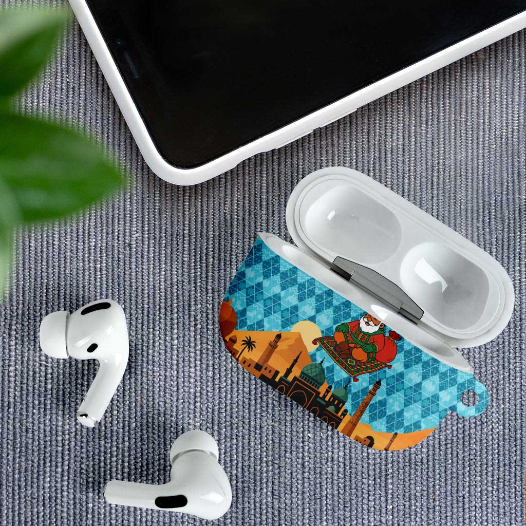 Afghanistan Christmas AirPods Case with Santa on Flying Carpet Mosque Camels and Desert Sunset Design - Wonder Print Shop