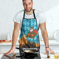 Afghanistan Christmas Apron with Santa on Flying Carpet Mosque Camels and Desert Sunset Design - Wonder Print Shop