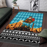 Afghanistan Christmas Area Rug with Santa on Flying Carpet Mosque Camels and Desert Sunset Design - Wonder Print Shop