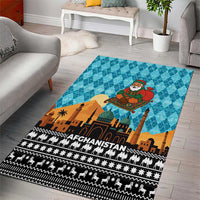 Afghanistan Christmas Area Rug with Santa on Flying Carpet Mosque Camels and Desert Sunset Design - Wonder Print Shop