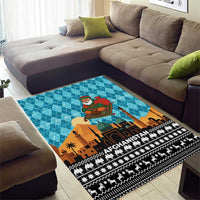 Afghanistan Christmas Area Rug with Santa on Flying Carpet Mosque Camels and Desert Sunset Design - Wonder Print Shop