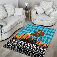 Afghanistan Christmas Area Rug with Santa on Flying Carpet Mosque Camels and Desert Sunset Design - Wonder Print Shop