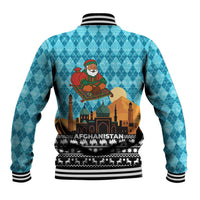 Afghanistan Christmas Baseball Jacket with Santa on Flying Carpet Mosque Camels and Desert Sunset Design - Wonder Print Shop