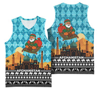 Afghanistan Christmas Basketball Jersey with Santa on Flying Carpet Mosque Camels and Desert Sunset Design - Wonder Print Shop