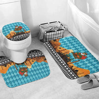 Afghanistan Christmas Bathroom Set with Santa on Flying Carpet Mosque Camels and Desert Sunset Design - Wonder Print Shop