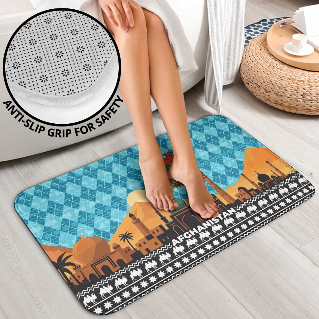 Afghanistan Christmas Bathroom Set with Santa on Flying Carpet Mosque Camels and Desert Sunset Design - Wonder Print Shop