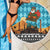 Afghanistan Christmas Beach Blanket with Santa on Flying Carpet Mosque Camels and Desert Sunset Design - Wonder Print Shop