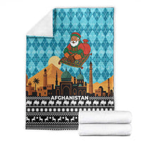 Afghanistan Christmas Blanket with Santa on Flying Carpet Mosque Camels and Desert Sunset Design - Wonder Print Shop
