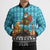 Afghanistan Christmas Bomber Puffer Jacket with Santa on Flying Carpet Mosque Camels and Desert Sunset Design - Wonder Print Shop