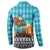Afghanistan Christmas Button Sweatshirt with Santa on Flying Carpet Mosque Camels and Desert Sunset Design - Wonder Print Shop