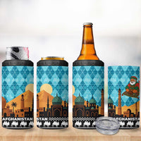 Afghanistan Christmas 4 in 1 Can Cooler Tumbler with Santa on Flying Carpet Mosque Camels and Desert Sunset Design - Wonder Print Shop