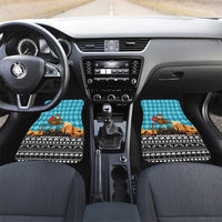 Afghanistan Christmas Car Mats with Santa on Flying Carpet Mosque Camels and Desert Sunset Design - Wonder Print Shop