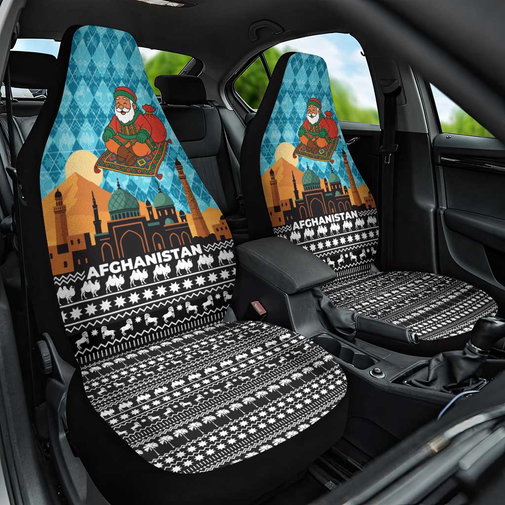 Afghanistan Christmas Car Seat Cover with Santa on Flying Carpet Mosque Camels and Desert Sunset Design - Wonder Print Shop