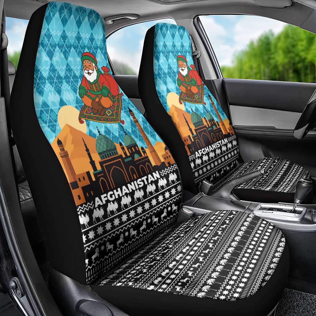 Afghanistan Christmas Car Seat Cover with Santa on Flying Carpet Mosque Camels and Desert Sunset Design - Wonder Print Shop
