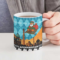 Afghanistan Christmas Ceramic Mug with Santa on Flying Carpet Mosque Camels and Desert Sunset Design - Wonder Print Shop