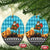 Afghanistan Christmas Ceramic Ornament with Santa on Flying Carpet Mosque Camels and Desert Sunset Design - Wonder Print Shop