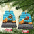 Afghanistan Christmas Ceramic Ornament with Santa on Flying Carpet Mosque Camels and Desert Sunset Design - Wonder Print Shop