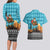 Afghanistan Christmas Couples Matching Long Sleeve Bodycon Dress and Hawaiian Shirt with Santa on Flying Carpet Mosque Camels and Desert Sunset Design - Wonder Print Shop