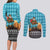 Afghanistan Christmas Couples Matching Long Sleeve Bodycon Dress and Long Sleeve Button Shirt with Santa on Flying Carpet Mosque Camels and Desert Sunset Design - Wonder Print Shop