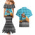 Afghanistan Christmas Couples Matching Mermaid Dress and Hawaiian Shirt with Santa on Flying Carpet Mosque Camels and Desert Sunset Design - Wonder Print Shop