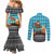 Afghanistan Christmas Couples Matching Mermaid Dress and Long Sleeve Button Shirt with Santa on Flying Carpet Mosque Camels and Desert Sunset Design - Wonder Print Shop