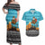 Afghanistan Christmas Couples Matching Off Shoulder Maxi Dress and Hawaiian Shirt with Santa on Flying Carpet Mosque Camels and Desert Sunset Design - Wonder Print Shop