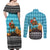 Afghanistan Christmas Couples Matching Off Shoulder Maxi Dress and Long Sleeve Button Shirt with Santa on Flying Carpet Mosque Camels and Desert Sunset Design - Wonder Print Shop