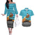 Afghanistan Christmas Couples Matching Off The Shoulder Long Sleeve Dress and Hawaiian Shirt with Santa on Flying Carpet Mosque Camels and Desert Sunset Design - Wonder Print Shop