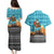 Afghanistan Christmas Couples Matching Puletasi and Hawaiian Shirt with Santa on Flying Carpet Mosque Camels and Desert Sunset Design - Wonder Print Shop