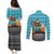Afghanistan Christmas Couples Matching Puletasi and Long Sleeve Button Shirt with Santa on Flying Carpet Mosque Camels and Desert Sunset Design - Wonder Print Shop