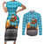 Afghanistan Christmas Couples Matching Short Sleeve Bodycon Dress and Long Sleeve Button Shirt with Santa on Flying Carpet Mosque Camels and Desert Sunset Design - Wonder Print Shop