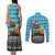Afghanistan Christmas Couples Matching Tank Maxi Dress and Long Sleeve Button Shirt with Santa on Flying Carpet Mosque Camels and Desert Sunset Design - Wonder Print Shop
