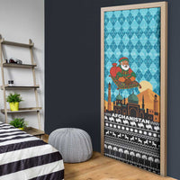 Afghanistan Christmas Door Cover with Santa on Flying Carpet Mosque Camels and Desert Sunset Design - Wonder Print Shop