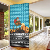 Afghanistan Christmas Door Cover with Santa on Flying Carpet Mosque Camels and Desert Sunset Design - Wonder Print Shop